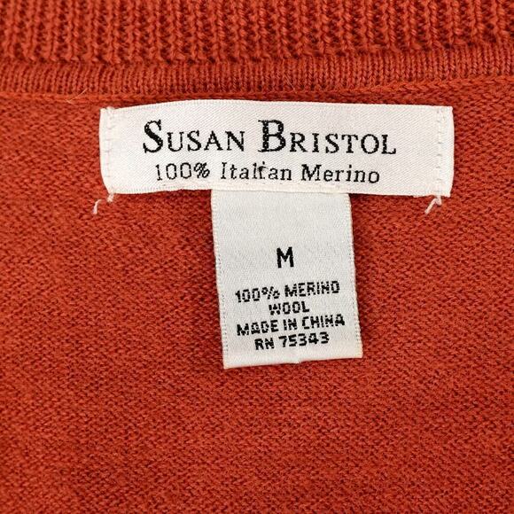 Susan Bristol Merino Wool Sweater Medium Rust Italian Timeless Modest - Picture 2 of 16